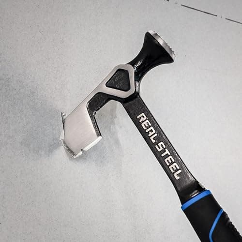 REAL STEEL Drywall Hammer 14 Oz Roofing Hatchet One-piece Forged Milled Face Drywall Ax Wall Board Tool 0521 5