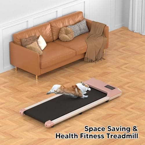 DeerRun Walking Pad 2 in 1 Under Desk Treadmill, 2.5HP Low Noise Walking Pad Running Jogging Machine with Remote Control for Home Office, Lightweight Portable Desk Treadmill Installation Free 5