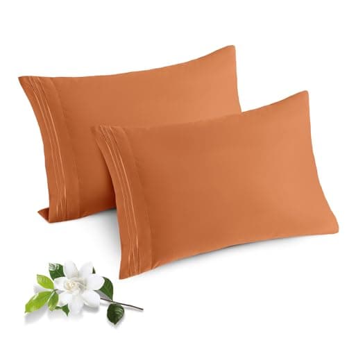 Horbaunal 2 Pack Microfiber Pillowcases Standard Size Caramel Pumpkin Bed Pillow Cases with Envelope Closure, 1800 Thread Count Soft & Shrinkage Resistant Pillow Covers, 20 x 26 Inches