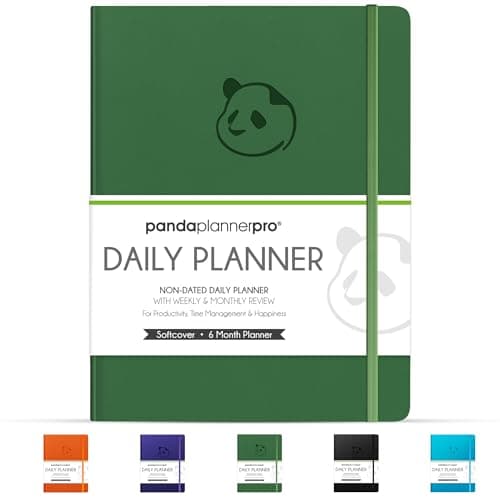 Panda Planner Pro A4 Daily Planner 2026 – 6 Month Undated Daily Productivity Planner with Large 8.5x11 Layouts, Weekly & Monthly Calendar Planner, Goal Tracker, Habit Tracker & Time Management Organizer – Dark Green