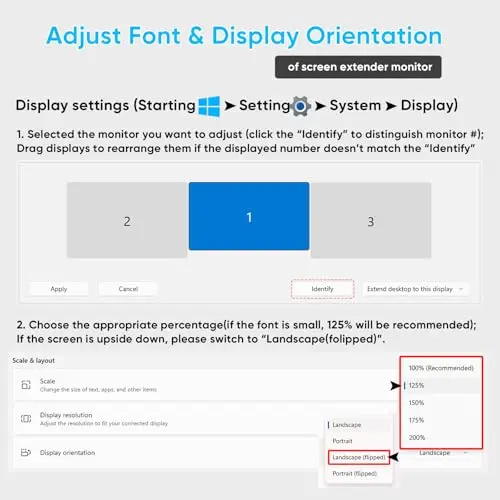 LXU Laptop Screen Extender, 15.6" FHD 1080P IPS Laptop Monitor Extender Triple Screens, Portable Monitor for Laptops 12~17.3 inch, Plug n Play Extended Monitor for MacBooks(NOT M1 M2 M3)/Windows 12