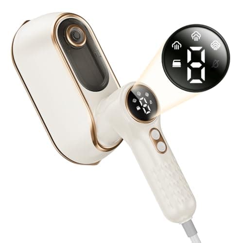 1200W Portable Travel Steamer Iron for Clothes - 4 Modes, LCD Display, 10S Fast Heating, 180° Swivel Handle, Powerful Wrinkle Remover for Home, Dorm, and Travel – White