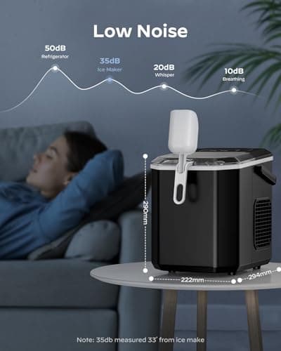 Silonn Ice Maker Countertop, Portable Ice Machine with Carry Handle, Self-Cleaning Ice Makers with Basket and Scoop, 9 Cubes in 6 Mins, 26 lbs per Day, Ideal for Home, Kitchen, Camping, RV 7