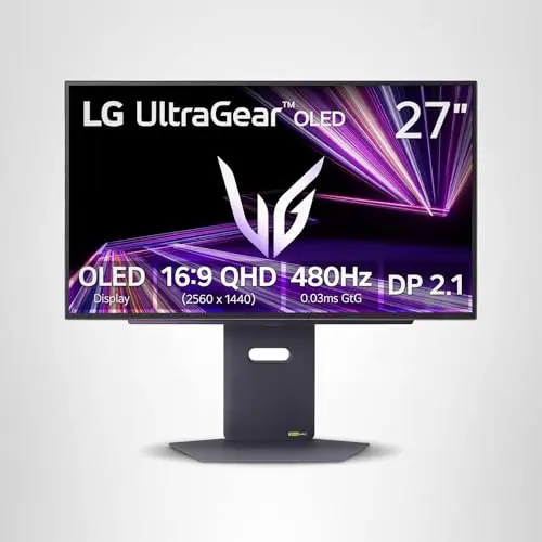 LG 27GX790A-B 27-inch Ultragear OLED Gaming Monitor QHD 1440p 480Hz, 0.03ms, DisplayPort 2.1, True Black 400, NVIDIA G-Sync, AMD FreeSync Premium Pro, HDMI, USB, Tilt/Height/Swivel/Pivot Stand, Black 18