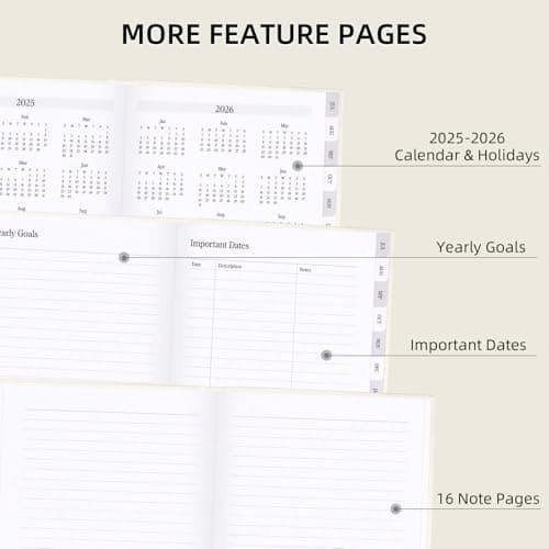 2025-2026 Planner - Weekly and Monthly Planner, July 2025 - June 2026, Linen Hardcover, 2025-2026 Calendar Planner Book with Tabs, Aesthetic, Perfect for Office Home School Supplies (Beige, A5) 5