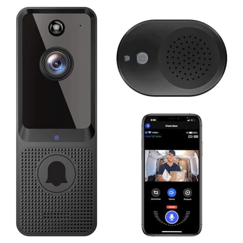 Guggre Video Doorbell Camera Wireless, AI Human Detection, 2-Way Audio with Chime, Encrypted Cloud Storage, Instant Alerts, Live View, Night Vision, 2.4Ghz WiFi, Indoor/Outdoor Surveillance
