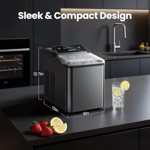 VIBOFROST Nugget Ice Maker Countertop, Fast 35lbs/24H Sonic Pebble Ice Machine, Self-Cleaning Anti-Scale System, Stainless Steel Portable Ice Maker for Home, Kitchen, RV, 10 Cleaning Packets 7