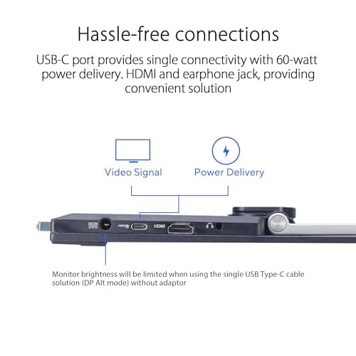 ASUS ZenScreen 22” (21.5 viewable) 1080P Portable Monitor (MB229CF) – Full HD, IPS, 100Hz, USB-C PD 60W, Speakers, Carrying Handle, Kickstand, C-clamp Arm, Partition Hook, Subwoofer, 3 yr Warranty 5