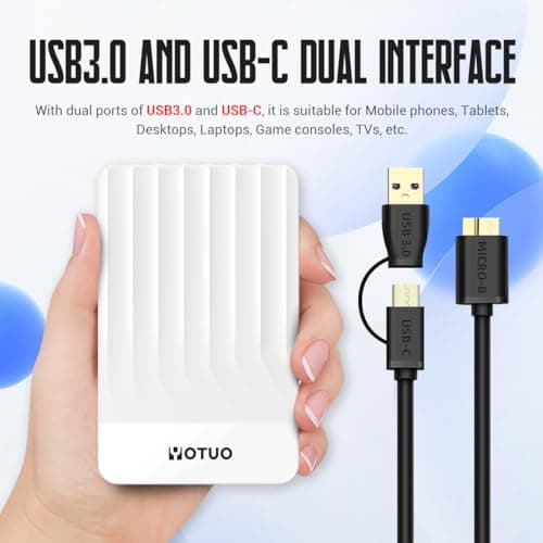YOTUO Portable External Hard Drive Storage Expansion Mobile HDD USB 3.0 for PC, Mac, Desktop, Laptop, PS4, PS5, Xbox One X/S, Xbox 360, Xbox Series X/S, Office & Game (White, 500GB) 6