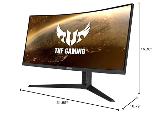 ASUS VG34VQL1B TUF 34 Inch Curved Gaming Monitor - WQHD (3440x1440), 165Hz, 1ms, Extreme Low Motion Blur, FreeSync Premium, Eye Care, Height Adjustable, DisplayHDR 400, DisplayPort, HDMI, USB 8