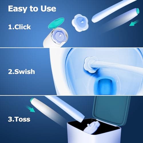 Tirmen Disposable Toilet Brush: Toilet Bowl Brush and Holder Set with 40 Wand Refills, Upgraded Handle, 2X Cleaners, Toilet Cleaning System with Storage Caddy for Sink, Bathtub, Floor, Drain (Green) 5