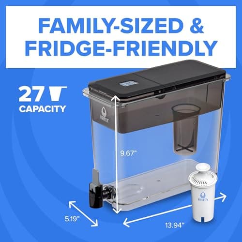 Brita UltraMax Large Water Dispenser with 1 BritaPlus Filter, 27 Cup Capacity, Black (Package May Vary) 8