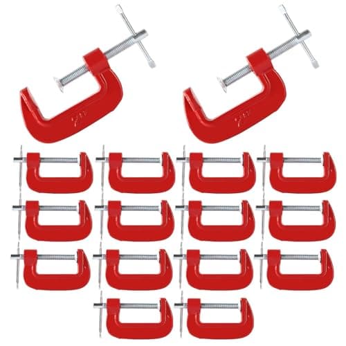 AKOLAFE 16 Pack 2 Inch C Clamps Set, Heavy Duty C-Clamp for Woodworking, Quick-Grip C Clamp with Throat Depth 1-3/16-Inch, 2-Inch Jaw Opening for Welding, Building, Repairing