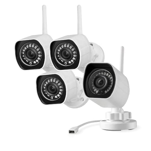 Zmodo Outdoor Security Cameras Wifi - 1080p Full HD Surveillance Cameras for Home Security with Night Vision, IP 66 Weatherproof, Plug-In, Motion Detection, 4 Pack