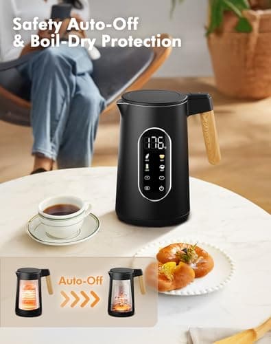 Electric Kettle with Precise Temperature Control, 1500W Fast Boil, 304 Stainless Steel 1.7L/1.8Qt BPA-Free | 4 Presets for Baby Milk, Coffee, Tea | 2H Keep Warm, Cool Touch Exterior 7