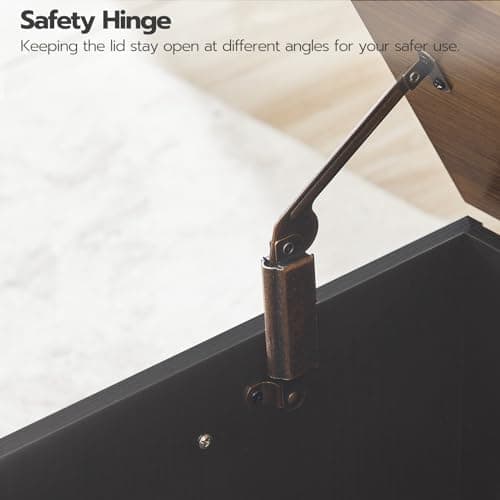 HOOBRO Storage Bench, 39.3" Retro Wooden Storage Chest, Wooden Storage Trunk, Toy Chest with Lift Top, Multifunctional Entryway Organizer, for Entryway, Living Room, Black and Walnut BH141CW01 6