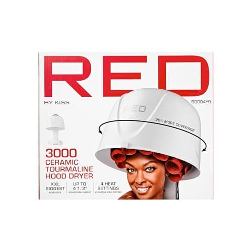 Red by Kiss 3000 Ceramic Tourmaline Professional Hood Dryer, 4 Heat Settings Blow Dryer for Home & Salon, Height Adjustable Convenient Big Hood Size Extra Coverage (1875 Wattage) 5