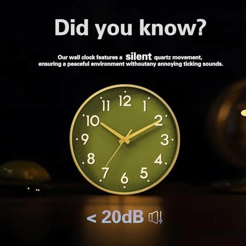 Mosewa Wall Clock 8 Inch, Battery Operated Silent Non-Ticking Modern Analog Clock Decorative for Kitchen, Bedroom, Office(Gold) 6