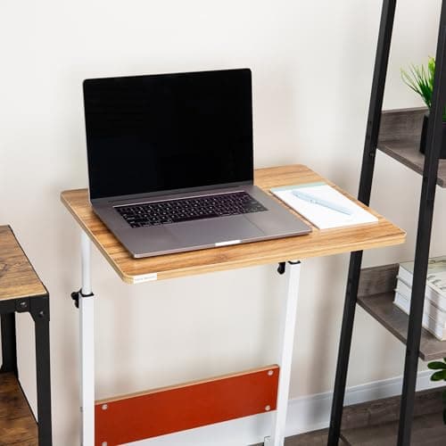 Mind Reader Standing Desk, Adjustable Height, Laptop Workstation, Home Office Computer Table, MDF, Brown 5