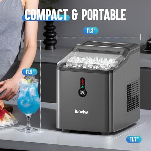INOVIVA Nugget Ice Maker Countertop – 6 Mins Fast Ice Production, FLASHCHILL™, 26.5 LBS/Day, Self-Cleaning, Compact Portable Design, Ideal for Home, Office & Parties 8