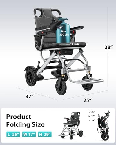15 Miles Electric Wheelchairs for Adults Lightweight Foldable, 33 Lbs Folding Motorized Wheelchair Portable Power Wheelchair with Liftable Armrests Airline Approved 6