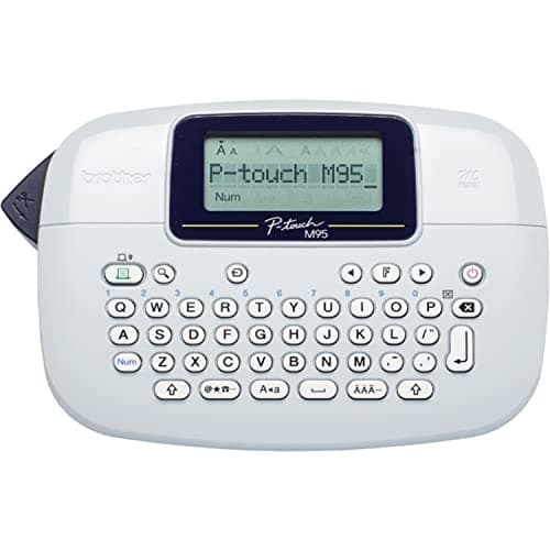 Brother P-Touch Professional Label Maker PTM95 with 9 Type Styles and 8 Deco Patterns for Small Business, Home Office Organization, and Storage Labels - Portable Handheld Design with QWERTY Keyboard