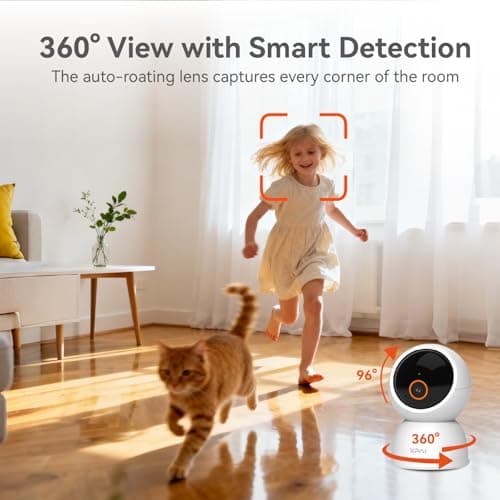 xpai Indoor Camera Wireless, 3K Indoor Camera No Subscription,360° Motion Detection Room Cameras for Google TV, 5G Wireless Cameras with 2-Way Audio, Security Cameras for Baby and Pet 5