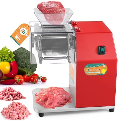 Newhai 850W Meat Cutter Machine, Commercial Meat Cutting Machine 5mm/0.2inch Heavy Duty, Stainless Steel Meat Slicer Shredder Restaurant, for Boneless Meat Soft Vegetables