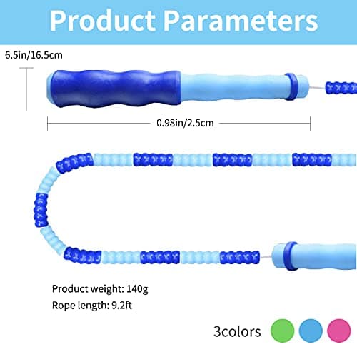 Leeboom Jump Rope, Adjustable Length Electronic cigarettes Tangle-Free Segmented Soft Beaded Skipping Rope, Fitness Jump Rope for Kids, Man, and Women Weight Loss 9.2 Feet 5