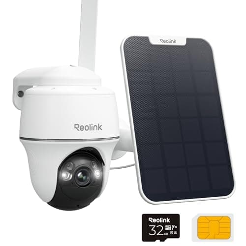 REOLINK 5MP 4G LTE Cellular Security Camera Outdoor, 360° Pan-Tilt, Sim+32GB SD Card Included, Wireless Solar Powered, Color Night Vision, Smart AI Detection, Go PT Plus+Solar Panel, Updated Version