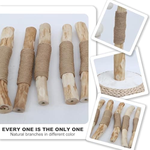 KULAMOON Modern Cat Tree Tower for Indoor Cats, Real Branch Luxury Cat Condo with Scratching Post, Jumping Platforms, Hanging Toy Ball for Multi-Cat Households 6