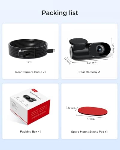 VIOFO RE200 Rear Camera A229 Pro /A229 Plus 2K 1440P Rear Camera, 6M(19.7ft) Rear Cable Included 7