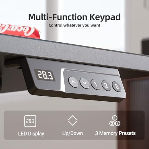 INNOVAR Electric Standing Desk, Adjustable Height Stand up Desks, 48 x 24 Inches Sit Stand up Desk for Home Office Computing, 3-Preset Memory Height Ergonomic Rising Desks, Black 7