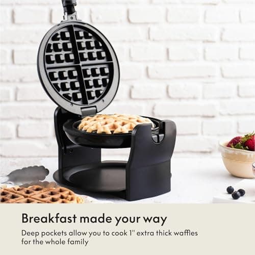 bella Classic Rotating Belgian Waffle Maker with Nonstick Plates, Removable Drip Tray, Adjustable Browning Control and Cool Touch Handles, Black 7