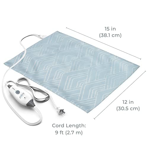 Pure Enrichment PureRelief Express Designer Series Electric Heating Pad - 12” x 15” Fast-Heating with 4 Heat Settings, Machine-Washable Fabric, & 2-Hour Auto Safety Shut-Off - Cerulean Diamond 6