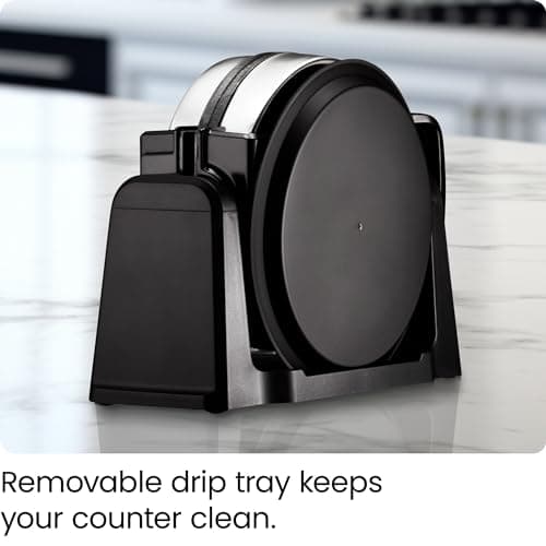 Chefman Rotating Belgian Waffle Maker, 180° Flip Iron w/ Non-Stick Plates, Adjustable Timer, Locking Lid, & Drip Plate, Space Saving Storage, Mess-Free Breakfast, Stainless Steel/Black 8