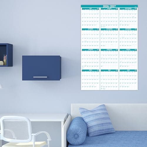2026-2027 Wall Calendar - Yearly Wall Calendar 2026 with Julian Date, Jul 2026 - Jun 2027, One Page for Organizing, Premium Thick Paper, Vertical, Gift Pocket, 34.8" x 22.8" (Open) 6