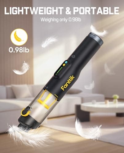 Fanttik Slim V10 Lite Cordless Handheld Vacuum, 0.98lb Lightweight with All-in-One Base Design, 12000Pa Suction & Smart LED Display, Portable Mini Vacuum Cleaner for Kitchen Table, Home, Car 6
