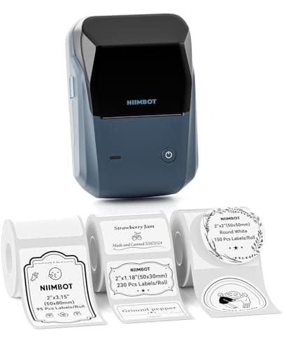 NIIMBOT B1 Label Maker Machine, Thermal Label Printer Easy to Use for Office, Home, Business, Came with 3 Roll White Labels(Blue)