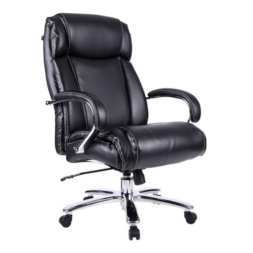 Alera ALE Maxxis Series Big and Tall Leather Chair, Black/Chrome