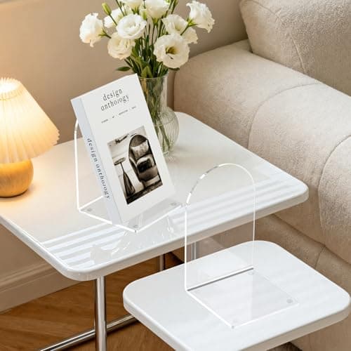 4 Pcs Acrylic Bookends, Clear Book Ends for Heavy Books, Bookend Holders for Shelves, Arch Book Stopper to Hold Books, Decorative Bookends for School, Library, Home, Office 6