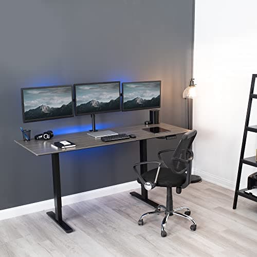 VIVO Triple Monitor 21.5 to 27 inch LED LCD Clamp-on Desk Mount, Flush to Wall, Heavy Duty Articulating Computer Stand, Holds 3 Screens, for Home Office Workstation, Black, STAND-V103C 7