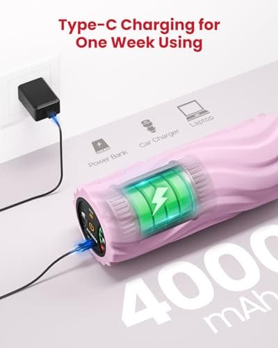 FITINDEX Vibrating Foam Roller for Back Pain, 5-Speed Foam Roller Muscle Massage, Exercise, Yoga, Muscles Deep Tissue, Pilates, Physical Therapy, Recovery, Neck, Leg, Rechargeable, Pink 5