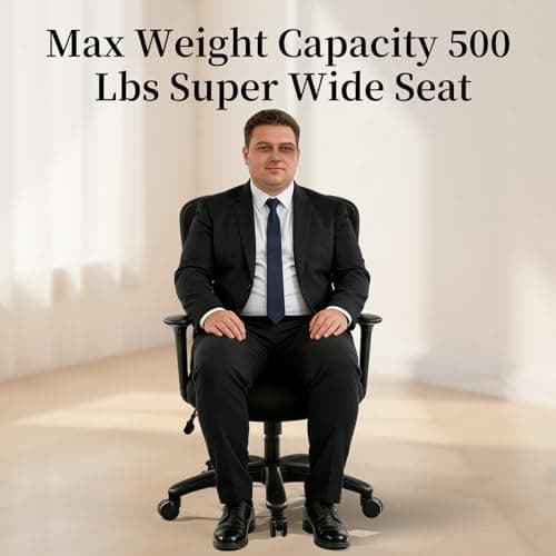 YFO Big and Tall Office Chair 500LBS - Computer Desk Chair with Adjustable Lumbar Support, Heavy Duty Ergonomic Mesh with 360 Rotation 4D Arm and Extra Wide Comfty Seat, Quiet Wheels for Adults 6