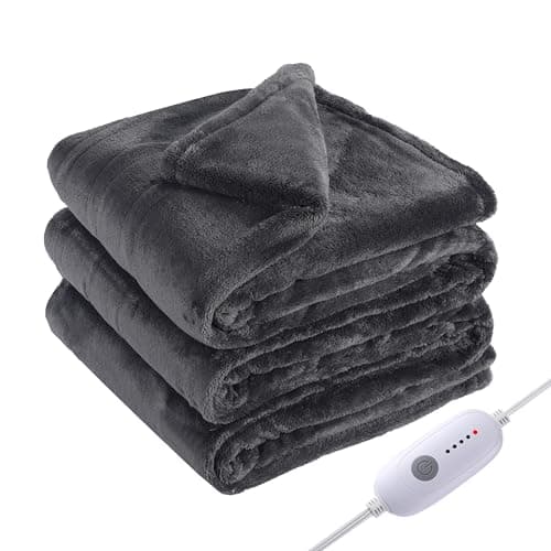 Eydna Electric Heated Blanket Full Size 72"x84",Fast Heating Throw, Soft Plush Microplush for Bed & Couch, 10 Hours Auto Off & 5 Heating Levels, Machine Washable, Gifts for Grandma & Family-Dark Gray 6