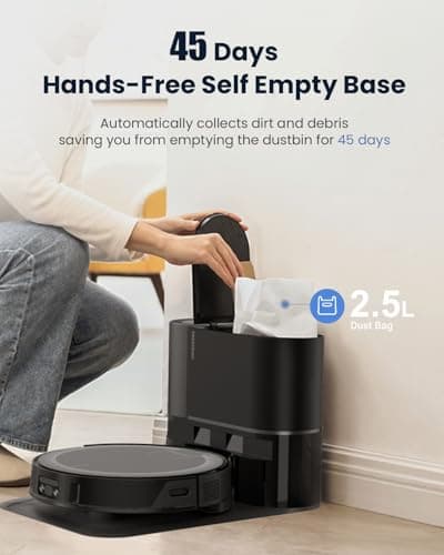 Proscenic X1 Robot Vacuum and Mop with Self Emptying for 45 Days, Ultrasonic Wiping System, 3000 Pa Suction, LED Screen, 120 Min Run, Auto Self-Charging, WiFi APP Control for Floor, Pet Hair, Carpet 2