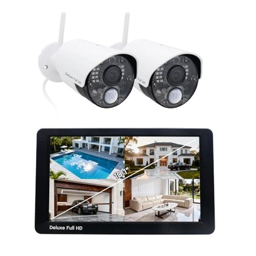 CasaCam Guardiancam Deluxe | 4-Channel Wireless Security Camera System with 10.1" Touchscreen Monitor & 2 1080p Cameras | Longer Range, Two-Way Audio, Free APP, 32GB SD Card Installed, VS5102A