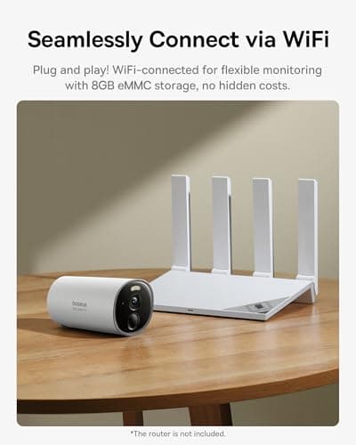 Baseus Security Camera Outdoor, B1 Wireless Solocam with 2K Clarity, 145° Wide View, 210-Day Battery Life, IP67, Built-in 8GB Local Storage and Color Night Vision, No Monthly Fee 6