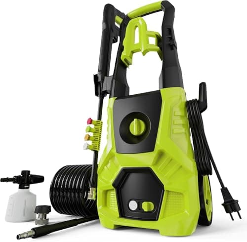 SISUPASSIE Pressure Washer, 5000PSI Max 3.6GPM with Foam Cannon 35FT Power Cord 4 Nozzles for Cars, Green