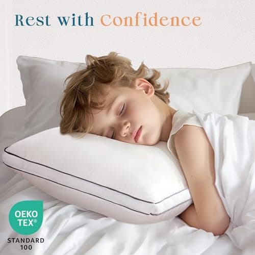 MUXHOMO Bed Pillows King Size Set of 2, Gusseted Sleeping Pillows for Side, Back, and Stomach Sleepers, Hotel Quality, Oeko-Tex Certified Fluffy Supportive Down Alternative Filling, White, 2 Pack 8